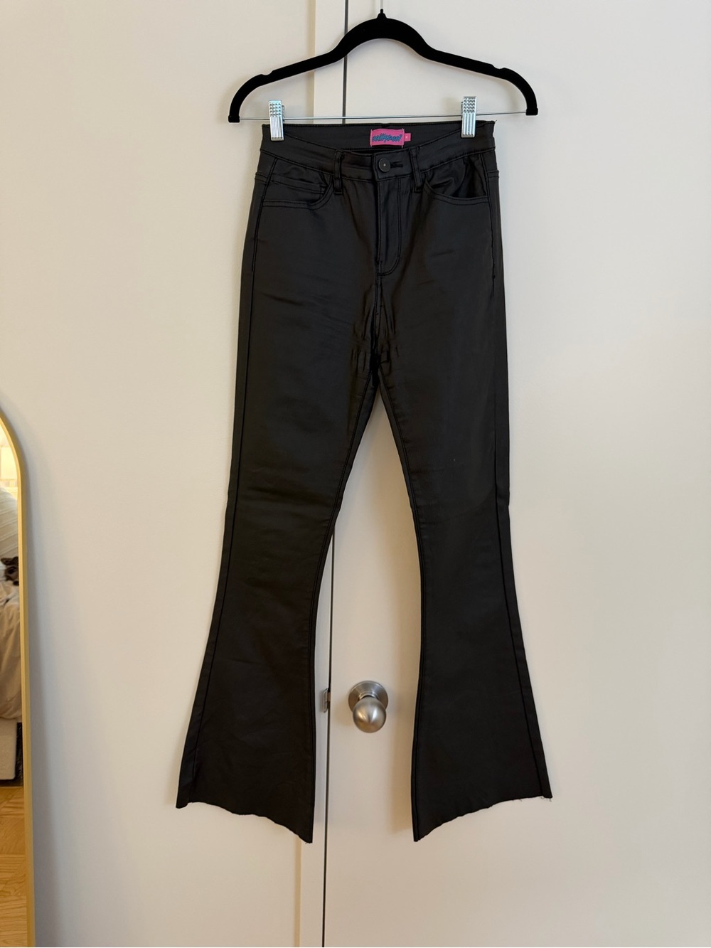 Edikted Black Flared Wide-Leg Jeans (Hemmed to fit 5’3 to 5’5)